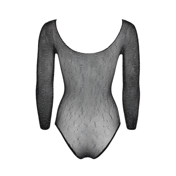 Body string à manches longues en résille avec strass 